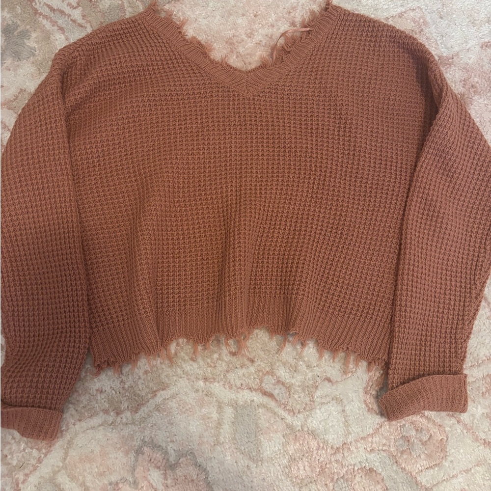 Cozy Knit V-Neck Fringe Sweater